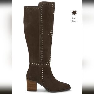 Lucky Brand Dark Gray/Brown Hue Studded Heeled Boots
